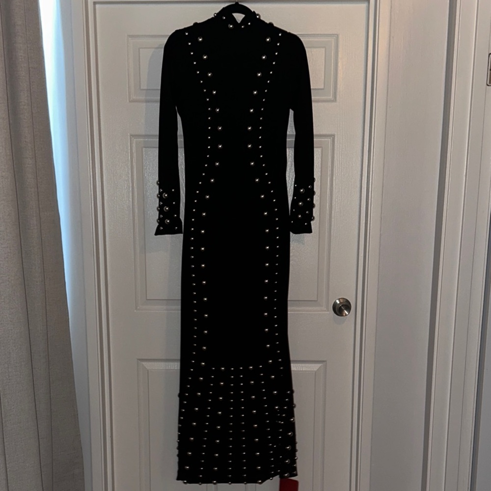 Fashion Nova Luxe. Vixen studded black maxi dress. Size L (runs small)